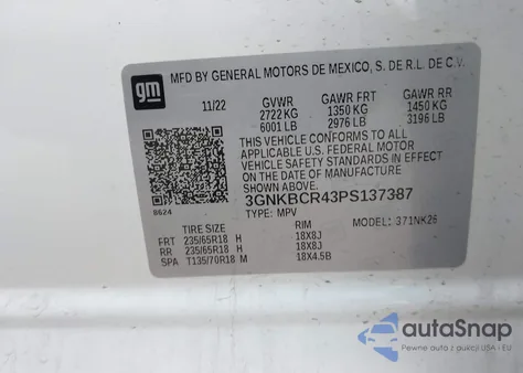 2023 Chevrolet Blazer Fwd 2Lt z USA, uszkodzony, nr VIN 3GNKBCR43PS137387